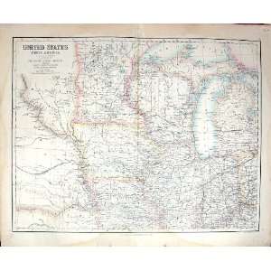   Map United States North America Iowa Missouri Michigan: Home & Kitchen