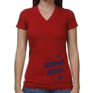  Richmond Spiders Ladies Paint Strokes V Neck T Shirt   Red 
