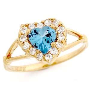    14k Gold Synthetic aquamarine March Birthstone Ring Jewelry
