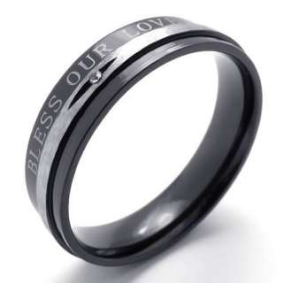 Mens Womens Silver Black LOVE Stainless Steel Ring Size 7,8,9,10,11 