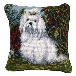  Maltese Dog Wool Needlepoint Throw Pillow 14