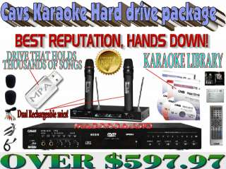 KARAOKE PLAYER CAVS CDG USB 203G WIRELESS MICS MUSIC HARD DRIVE