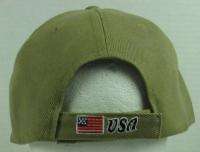 NEW PATRIOTIC KHAKI USA BALD EAGLE &FLAG BASEBALL CAP  
