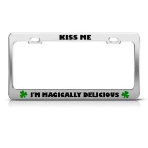 Kiss Me I Am Irish Magically Delicious Ireland license plate frame 