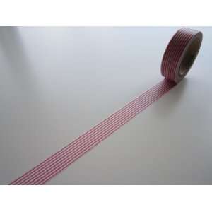  Japanese Washi Tape   Pink Horizontal Lines Pattern 