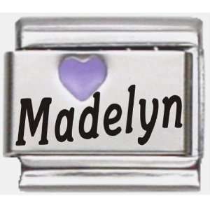  Madelyn Purple Heart Laser Name Italian Charm Link 