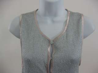 LIANNE BARNES Blue Silver Knit Sweater Lace Vest Sz M  