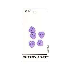  JHB Button Lady Buttons Lavender Heart 3/8 5 pc (6 Pack 