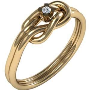  18K Yellow Gold Diamond Love Knot Ring   0.02 Ct.: Jewelry