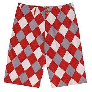  Loudmouth Golf Mens Shorts: Red & Gray   Size 40 