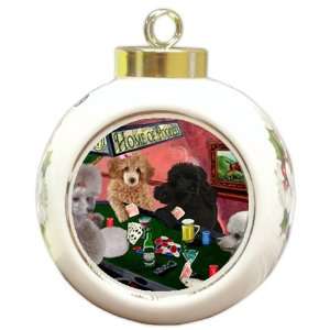  Home of Poodles Christmas Holiday Ornament 4 Dogs Playing 