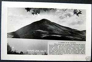 Clear Lake CA~1949 Legend of Mt. Konocti ~ RPPC  