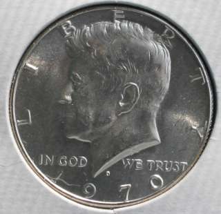 1970 D Kennedy Half Dollar 40% Silver Coin from US Mint Set BU in 
