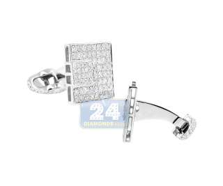  14K White Gold Mens 3.56 ct Diamond Custom Made Cuff Links Certified