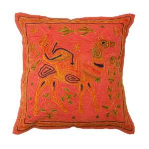  Classic Cotton Cushion Covers with Camel Zari Embroidery 
