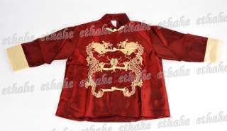 Chinese Dragon Kid Embroidery Kung Fu Jacket Set E6CB0E  