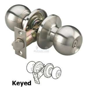    Keyed ball knob with 4 way latch in satin nickel