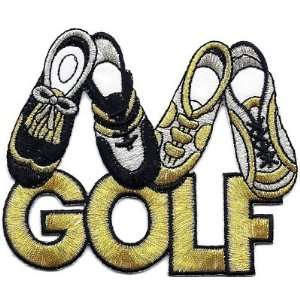  GOLF Gold, Black & Silver Iron On Embroidered Applique 