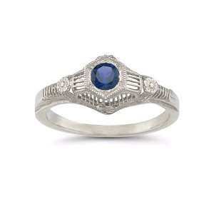    Vintage Sapphire Floral Ring in .925 Sterling Silver Jewelry