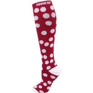   Sooners Ladies Crimson Polka Dot Knee Socks: Sports & Outdoors