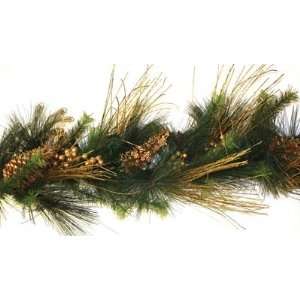  Garland 6 Pine w/ Cone Holly Berries   Gold & Green: Home 