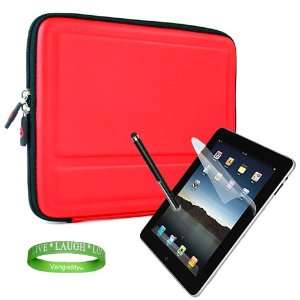  Apple iPad Red Hard Case Stand + Screen Protector + Stylus 