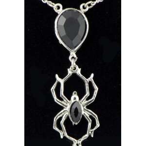  Black Widow Spider Necklace Heart Goth Vamp Swarovski 
