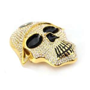  Iced Military Skull Belt Buckle Gold Plated Everything 