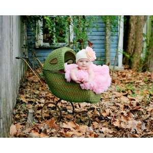 Large Pink Rose and Cream Cotton Hat: Baby