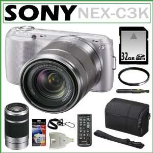  Lens Digital Camera in Silver with Sony SEL1855 18 55mm Zoom + Sony 