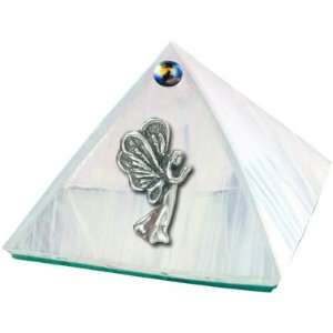  2 inch Art Glass Pyramid Box Angel White (each): Home 