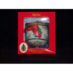 Spode Christmas Tree Ornament Ball Banded With Tree & Holly  