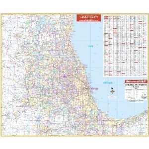   Universal Map 762553677 Chicago IL 50 Mile Wall Map: Office Products