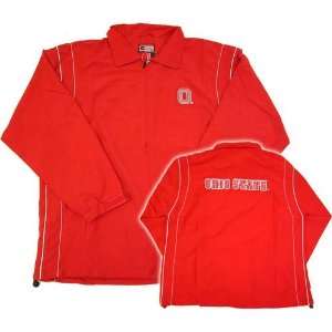  Ohio State Buckeyes Red Full Zip Warm Up Top: Sports 