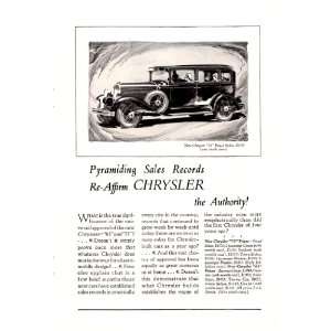  1927 Ad Chrysler 75 Royal Sedan Original Vintage Car Print Ad 