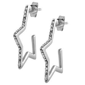  Sterling Silver Star shaped Hoop Earrings Jewelry