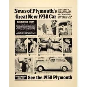 1937 Ad Plymouth Automobile Driving Antique Chrysler   Original Print 