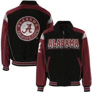    Alabama Crimson Tide Black Suede Full Zip Jacket