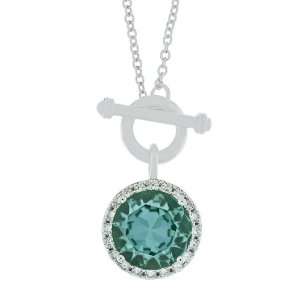   Sterling Silver Round Cut Apple Green Cubic Zirconia Necklace: Jewelry