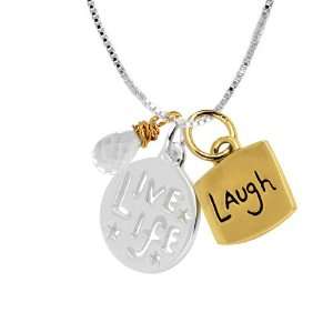 14k Yellow Gold Plated Sterling Silver Live Life and Laugh Two 