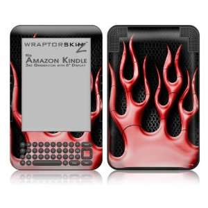 Skin for  Kindle 3 (with 6 inch display)   Metal Flames Red by 