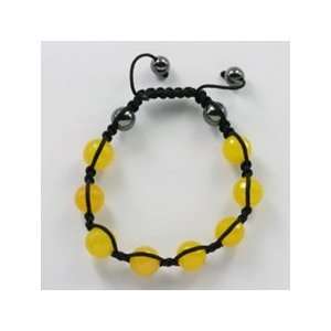  Genuine Faceted Beautiful Yellow Agate And Hematite 10mm 
