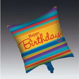   18 Square Birthday Stripes Foil Balloon Case Pack 4