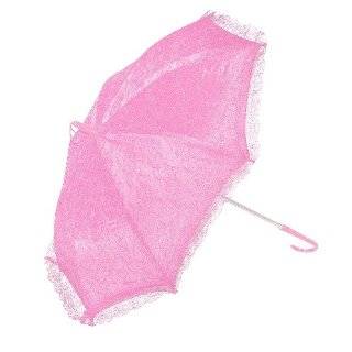   White Lace Umbrella Parasol 32 Pink and Blue Ribbons 