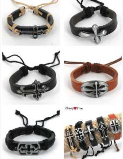 wholesale lots 5pcs CROSS genuine Leather Bracelet HOT  