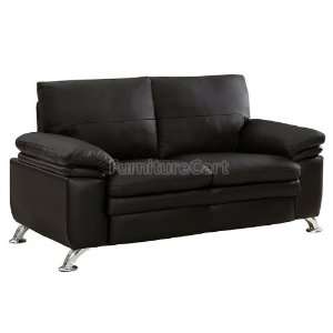  Global Furniture 2225 Black Modern Loveseat w/ Metal Legs 