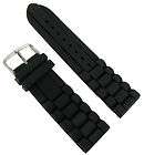24mm Trendy Black Rubber Silicone Waterproof Watch Band Strap  
