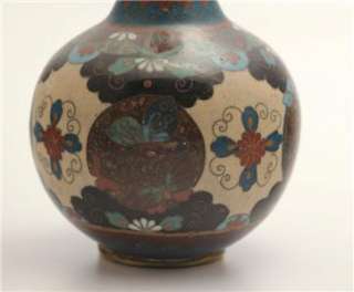 19th C Japanese Meiji Small Cloisonne Tapered Neck Vase  