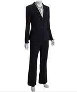 Tahari ASL navy pinstripe stretch two button pant suit style 