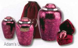 Alloy Cremation Urn w. Velvet Pouch, Other Sizes Avail.  